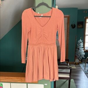 Elegant Long Sleeve Dress in Peach